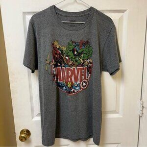 Marvel Men's Grey and Red T-shirt